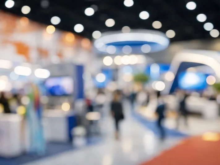 Allée de salon avec stand design Lyon