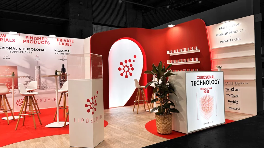 ALT : Stand modulaire professionnel conçu pour un salon avec structure aluminium et visuels personnalisés